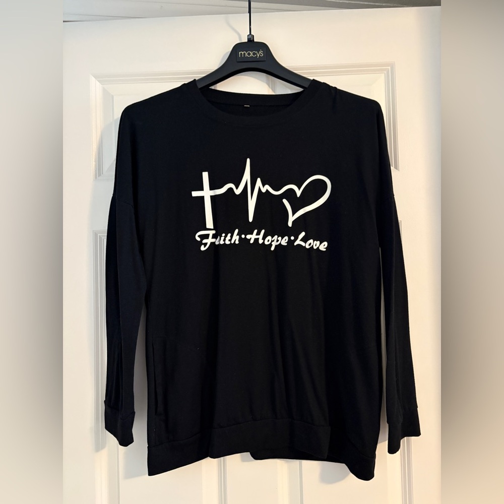Black Faith Hope Love Graphic Long Sleeve